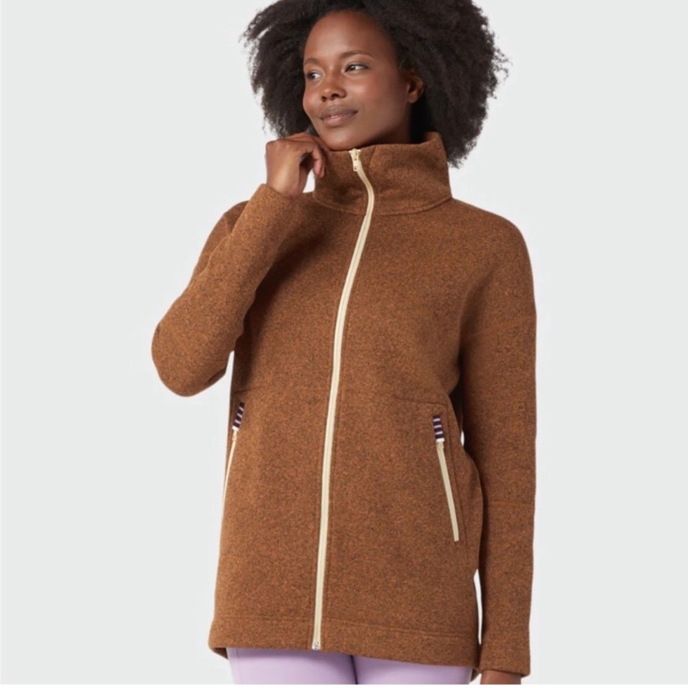 Like New STIO Sweetwater Saddle Heather Relaxed Zip Front Jacket Coat Siz Medium